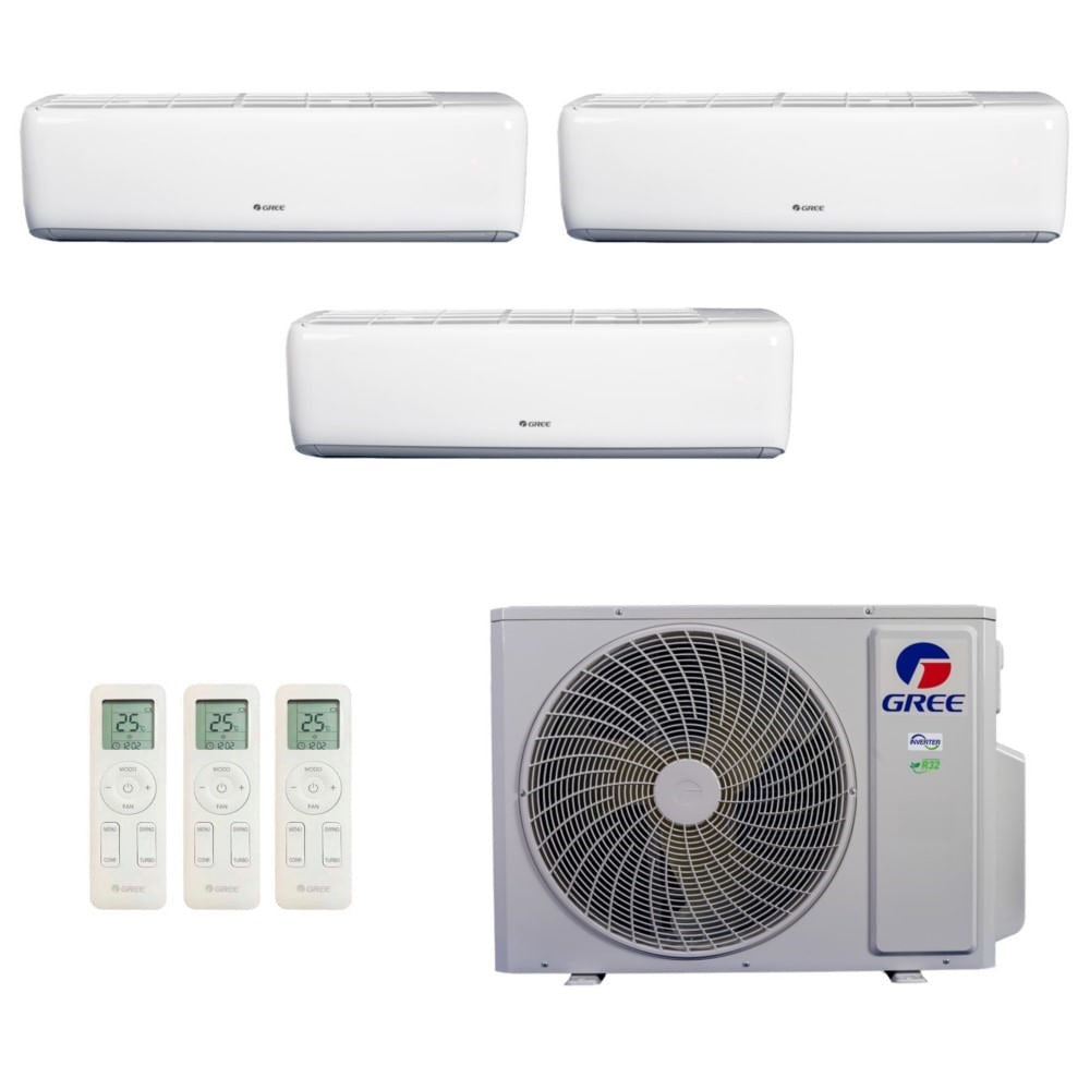 Ar-Condicionado Multi Split Inverter R-32 Gree 24.000 (2x Evap HW 9.000 + 1x Evap HW 12.000) Quente/Frio 220V