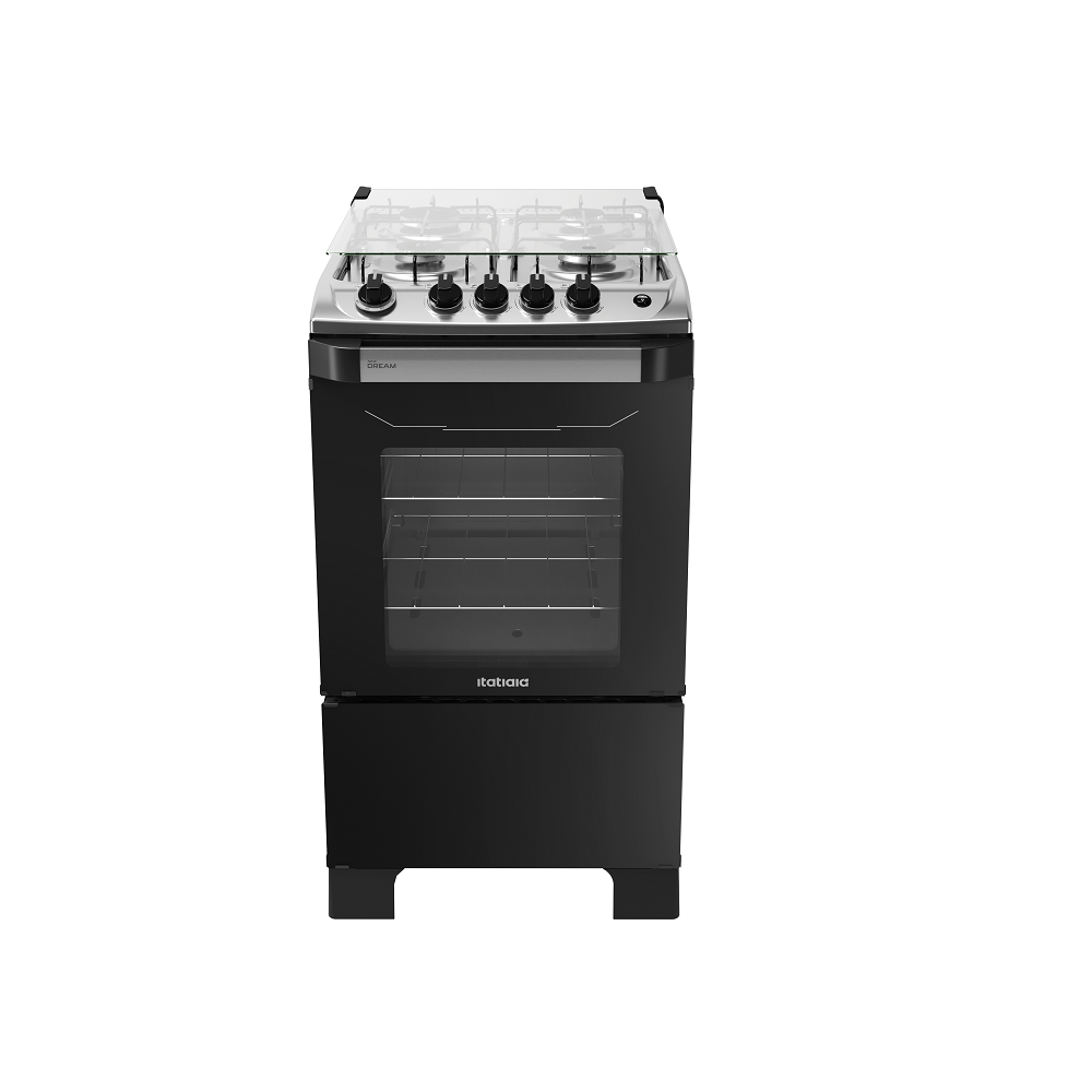 Fogão de Piso Itatiaia 4 Bocas New Dream Branco e Preto – Bivolt