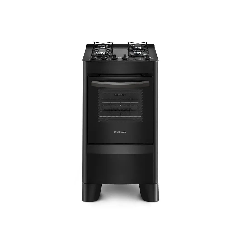 Fogão 4 Bocas Continental Automático com Mesa Compartimentada Preto FC4VP – Bivolt