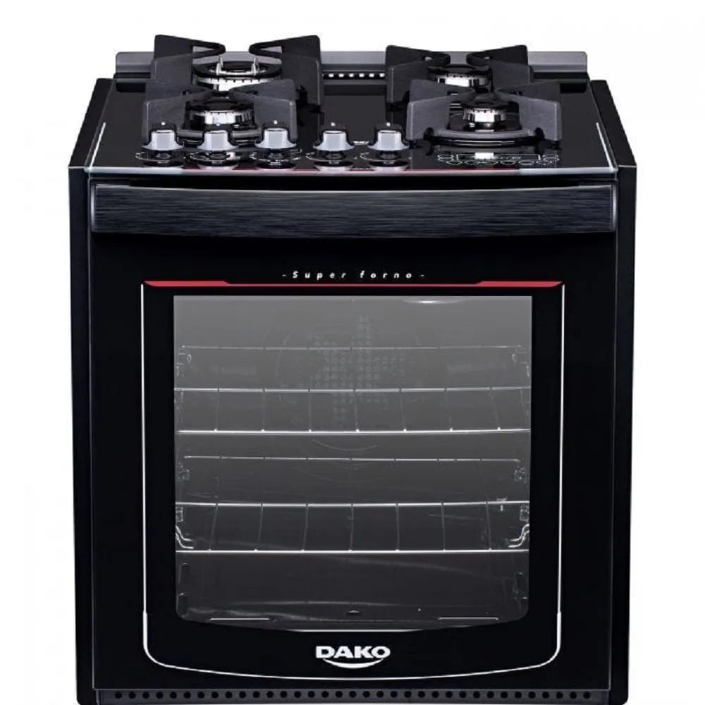 Fogão de Embutir Dako 4 Bocas Turbo Glass Preto - Bivolt