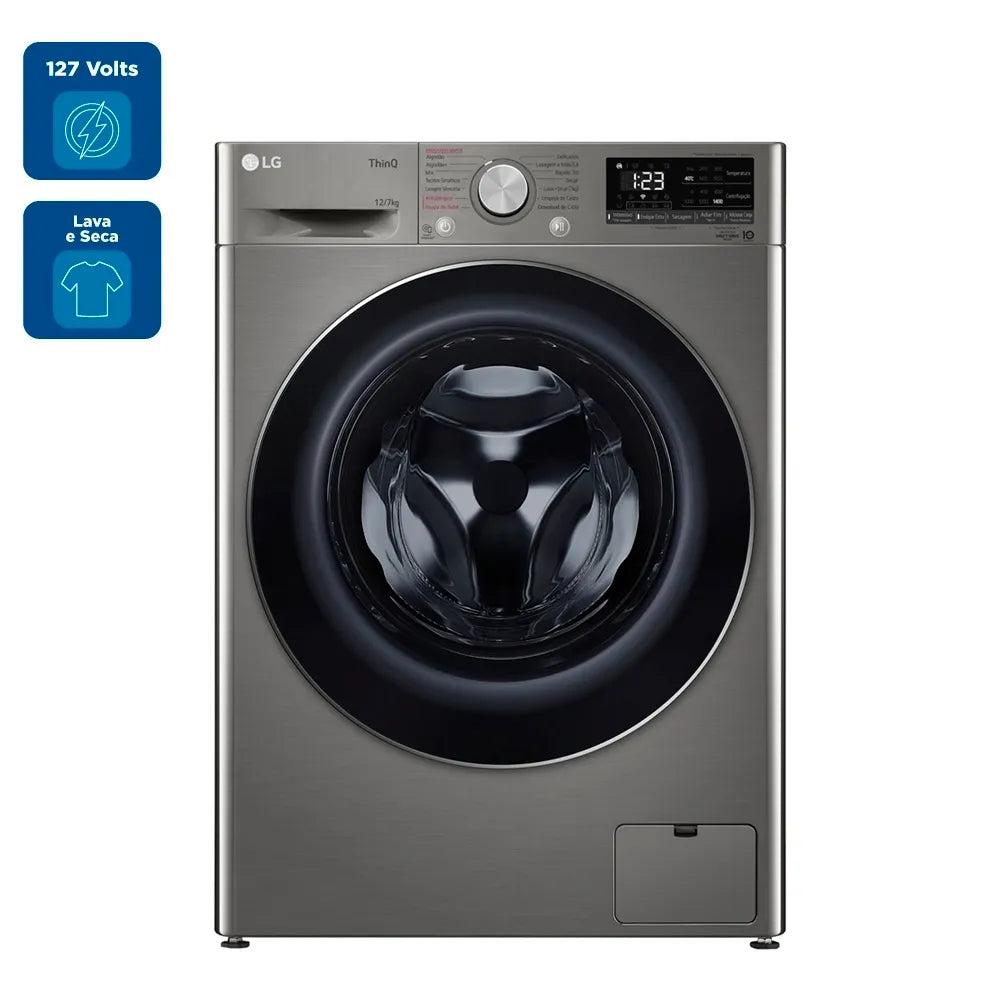 Lava e Seca LG 12Kg Smart com Inteligência Artificial AIDD Inox VC4 CV5012PC4 - 127 Volts