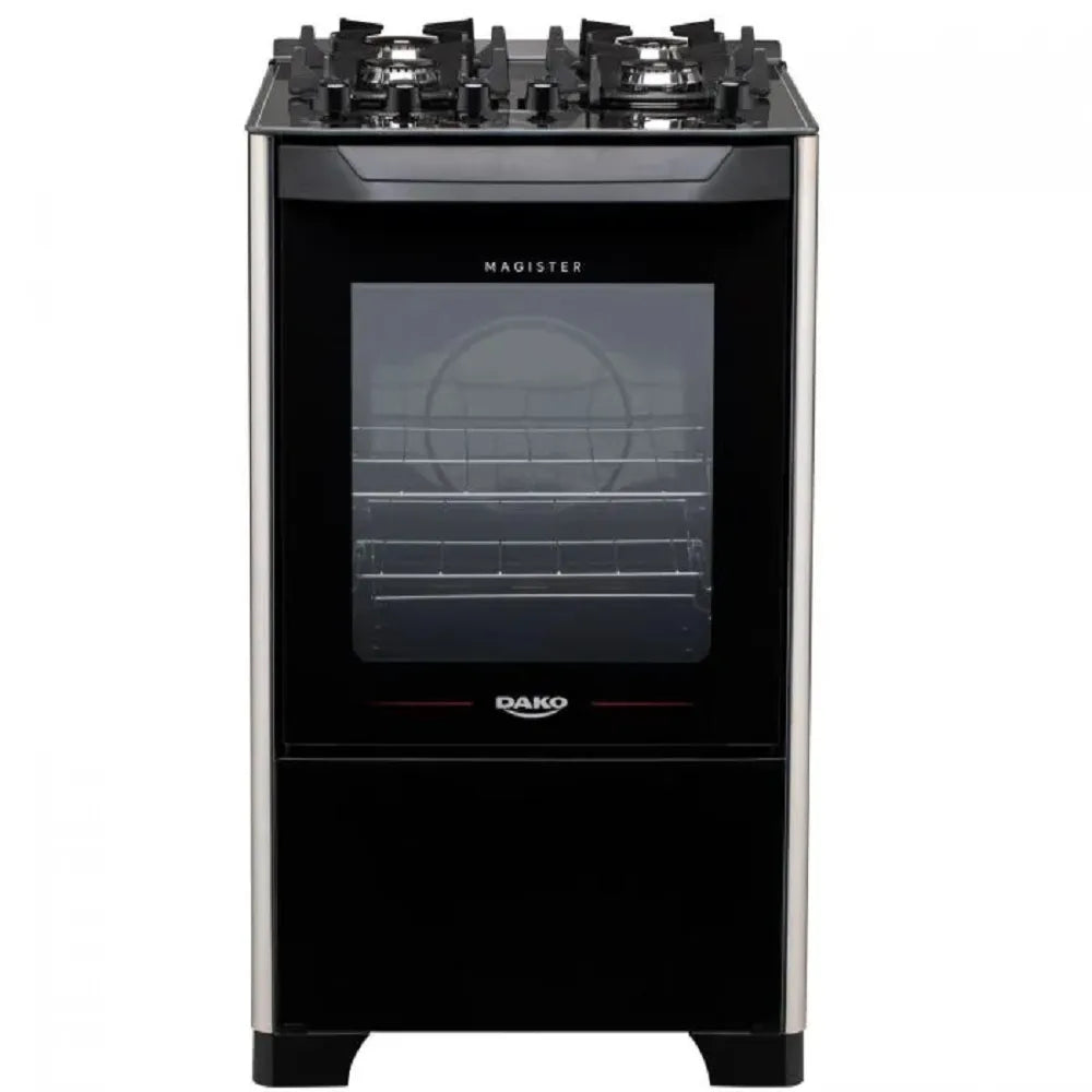 Fogão de Piso Dako 4 Bocas Magister com Mesa de Vidro Preto – Bivolt