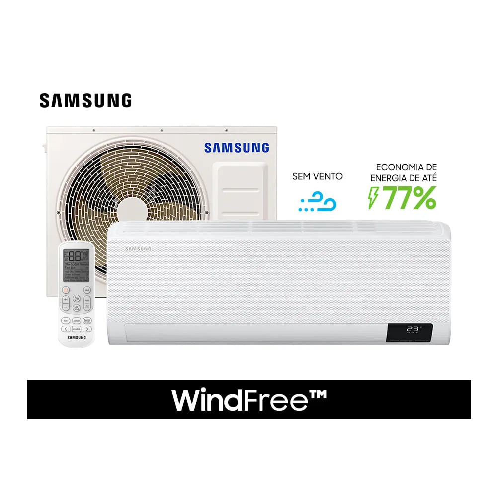 Ar Condicionado Split Hi Wall Inverter Samsung WindFree Sem Vento 12000 BTU/h Frio AR12AVHABWKNAZ – 220 Volts