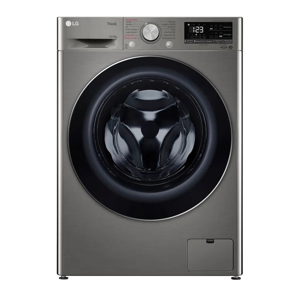 Lava e Seca LG 12Kg Smart com Inteligência Artificial AIDD Inox VC4 CV5012PC4A - 220 Volts