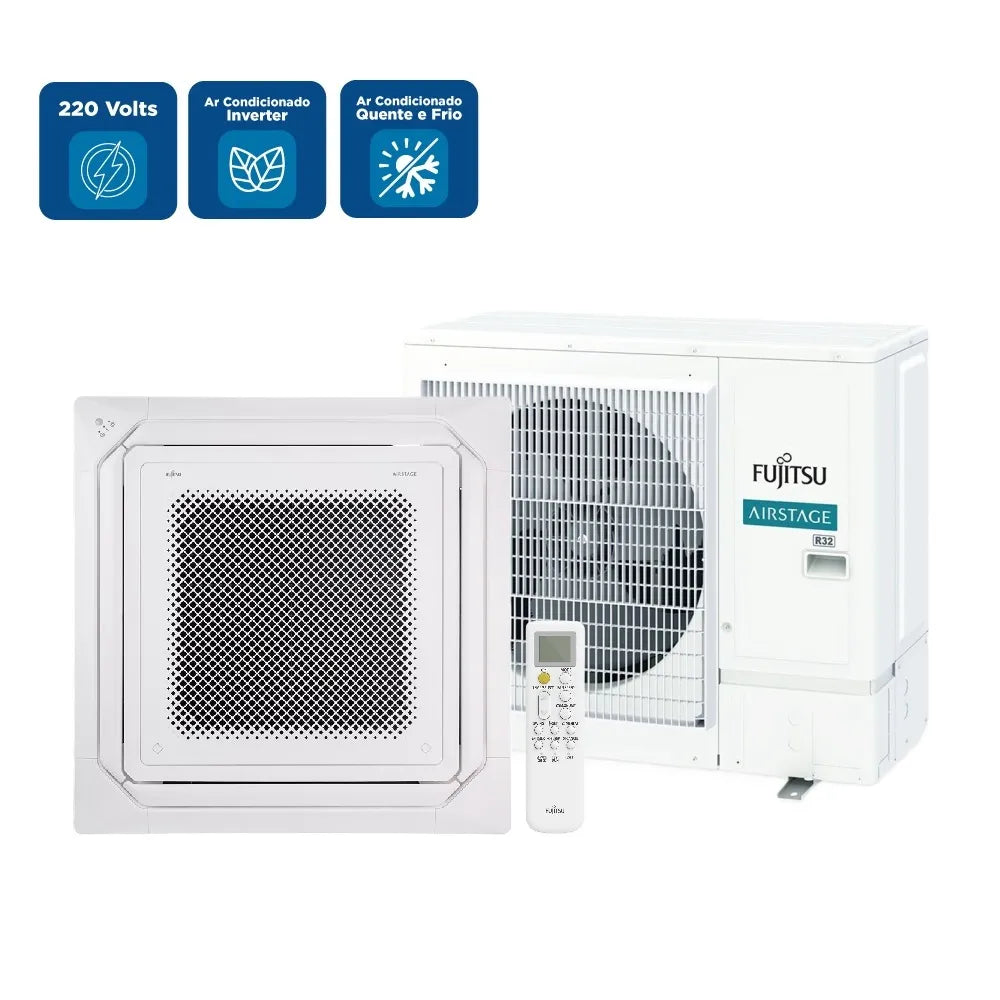 Ar Condicionado Split Cassete Inverter Fujitsu Airstage Premium 36000 BTU/h Quente e Frio Monofásico AUBH36KRLB - 220 Volts