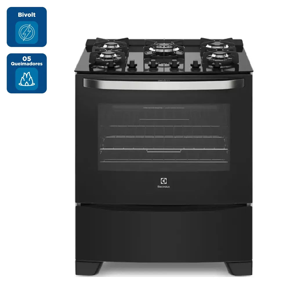 Fogão  de Piso Electrolux 5 Bocas Automático com Mesa de Vidro Tripla Chama (76GS) - Bivolt