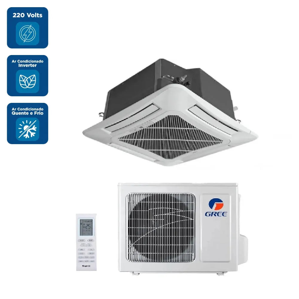 Ar Condicionado Split Cassete Inverter Gree 24000 BTU/h Quente e Frio Monofásico GKH24D3FI - 220 Volts