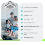 Ar Condicionado Split Cassete - 4 Vias - Inverter R-32 - Samsung - Windfree - 36.000 BTUs - Quente/Frio - 220V Monofásico
