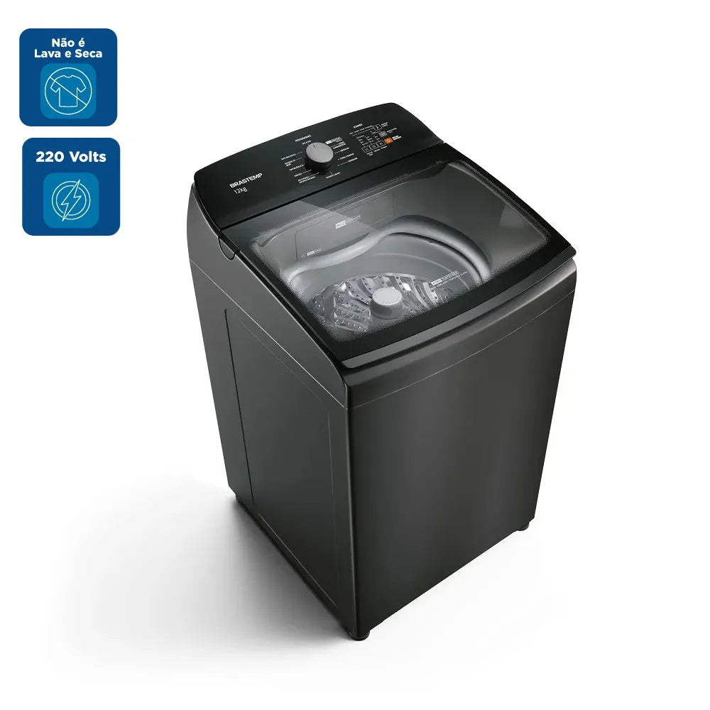 Lavadora de Roupas Brastemp 12Kg com Ciclo Tira Manchas Advanced e Ciclo Antibolinha Cinza Platinum BWK12B9 – 220 Volts