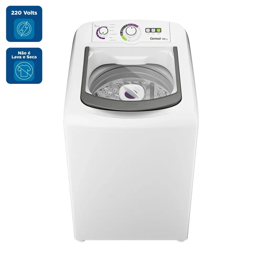 Lavadora de Roupas Consul 13Kg com Dosagem Econômica e Ciclo Edredom Branca CWH13AB - 220 Volts