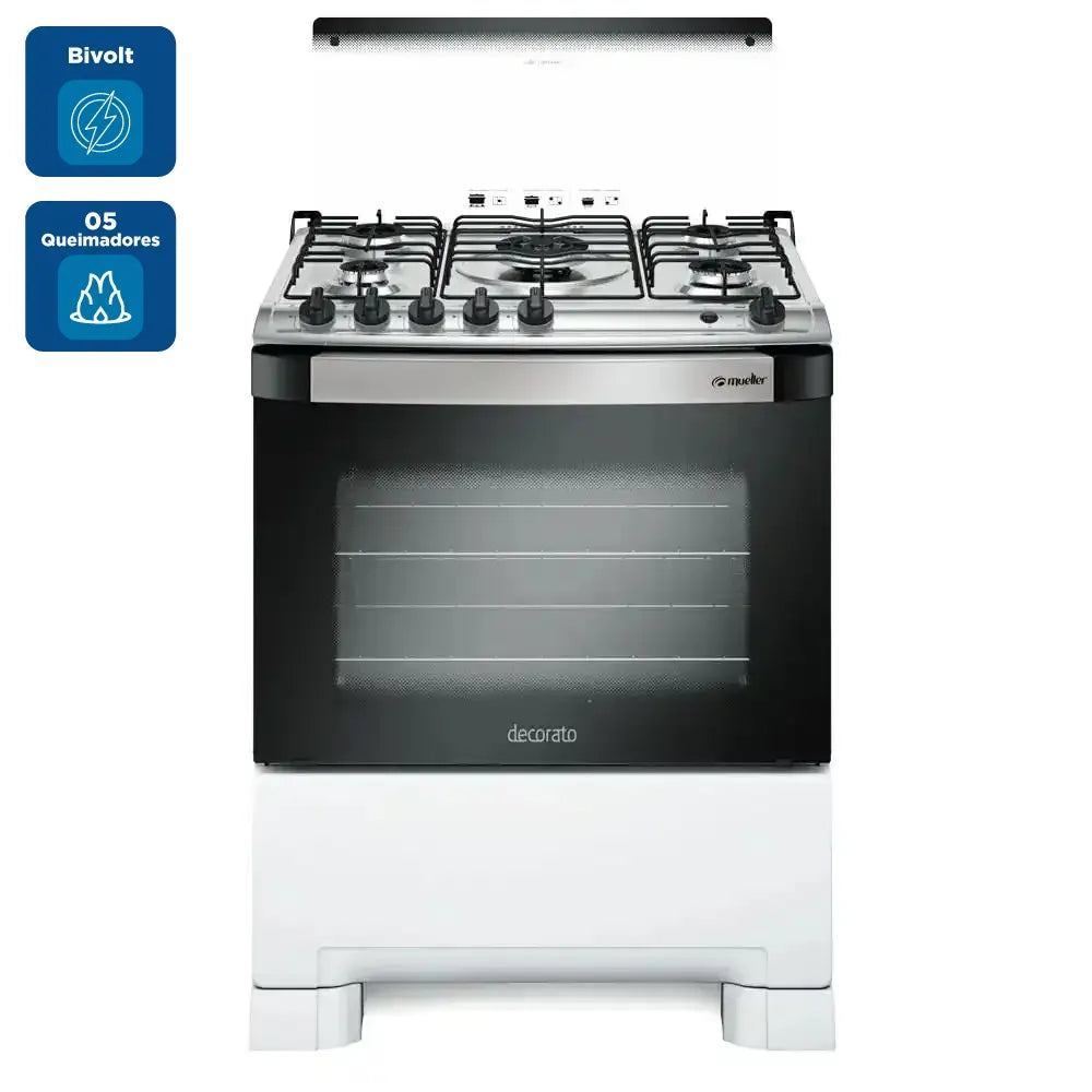 Fogão de Piso Mueller 5 Bocas Decorato com Tripla Chama Branco G3 - Bivolt
