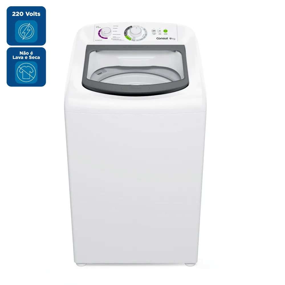 Lavadora de Roupas Consul 9Kg com Dosagem Econômica e Ciclo Edredom Branca CWB09BB – 220 Volts