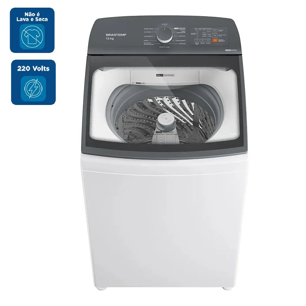 Lavadora de Roupas Brastemp 15Kg Smart Sensor Branca BWF15AB - 220 Volts