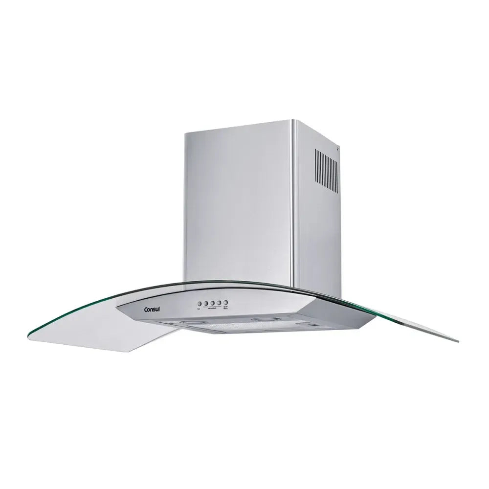 Coifa de Parede Consul 90cm 5 e 6 Bocas com Design em Vidro e Aviso Lavar Filtro Inox CAP90AR - 127 Volts