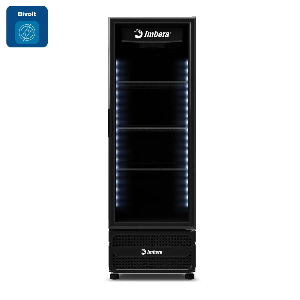 Expositor Vertical Imbera 453 Litros Inverter Porta de Vidro Full Black Preto VRS16 - Bivolt