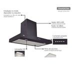 Coifa de Parede Tramontina 90cm Dritta Black Inox Preto - 220 Volts