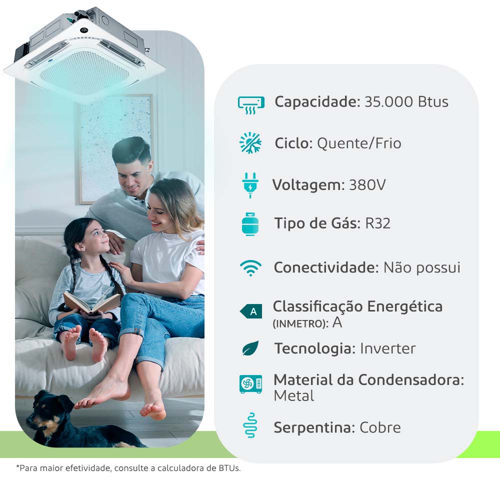 Ar Condicionado Split Cassete 4 Vias - Inverter R-32 - Fujitsu Airstage - 35.000 BTUs - Quente/Frio - 380V