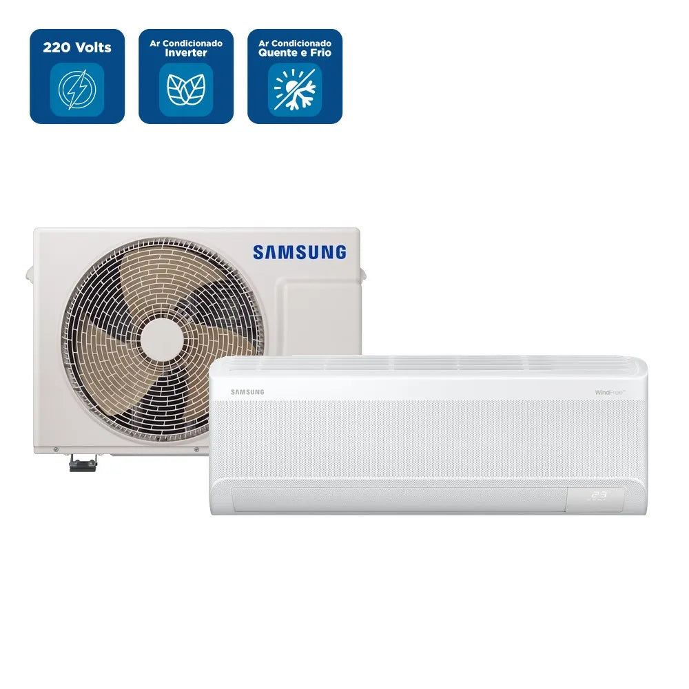 Ar Condicionado Split Hi Wall Inverter Samsung WindFree AI 12000 BTU/h Quente e Frio AR12DXFAAWKXAZ – 220 Volts