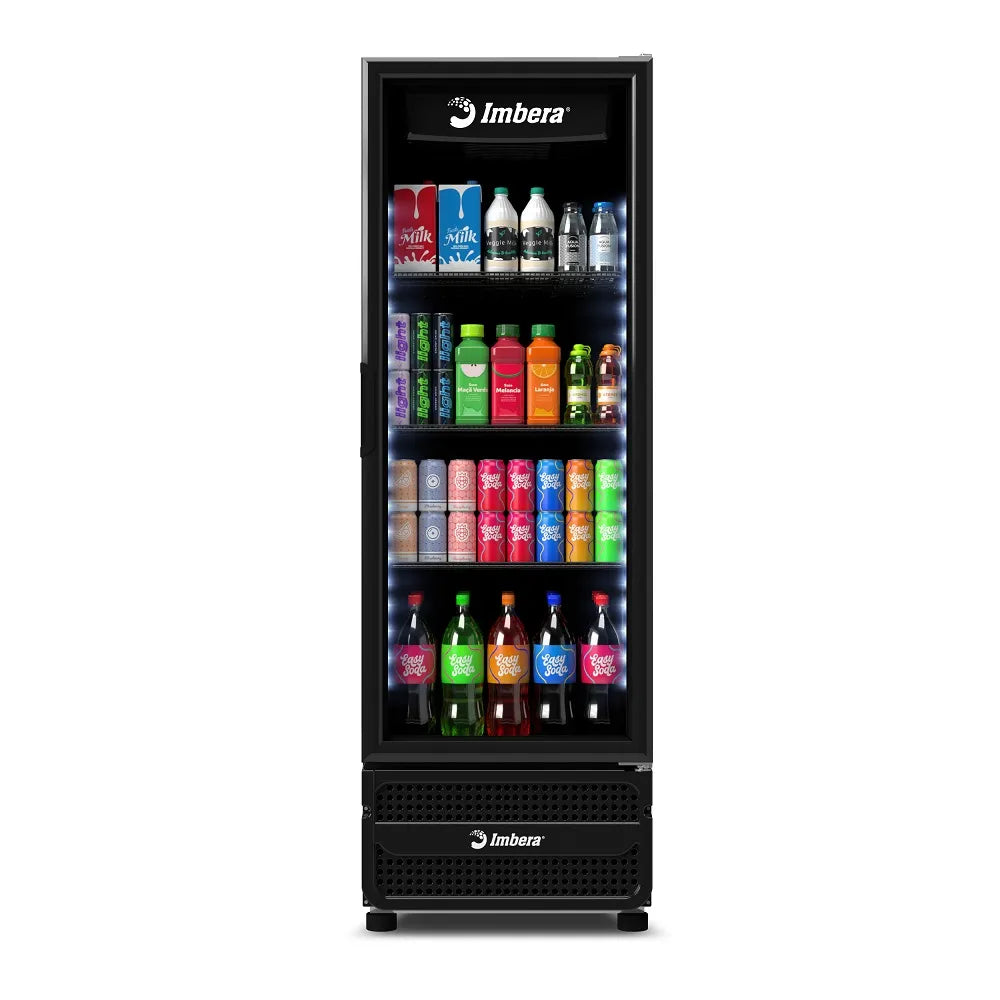 Expositor Vertical Imbera 453 Litros Inverter Porta de Vidro Full Black Preto VRS16 - Bivolt