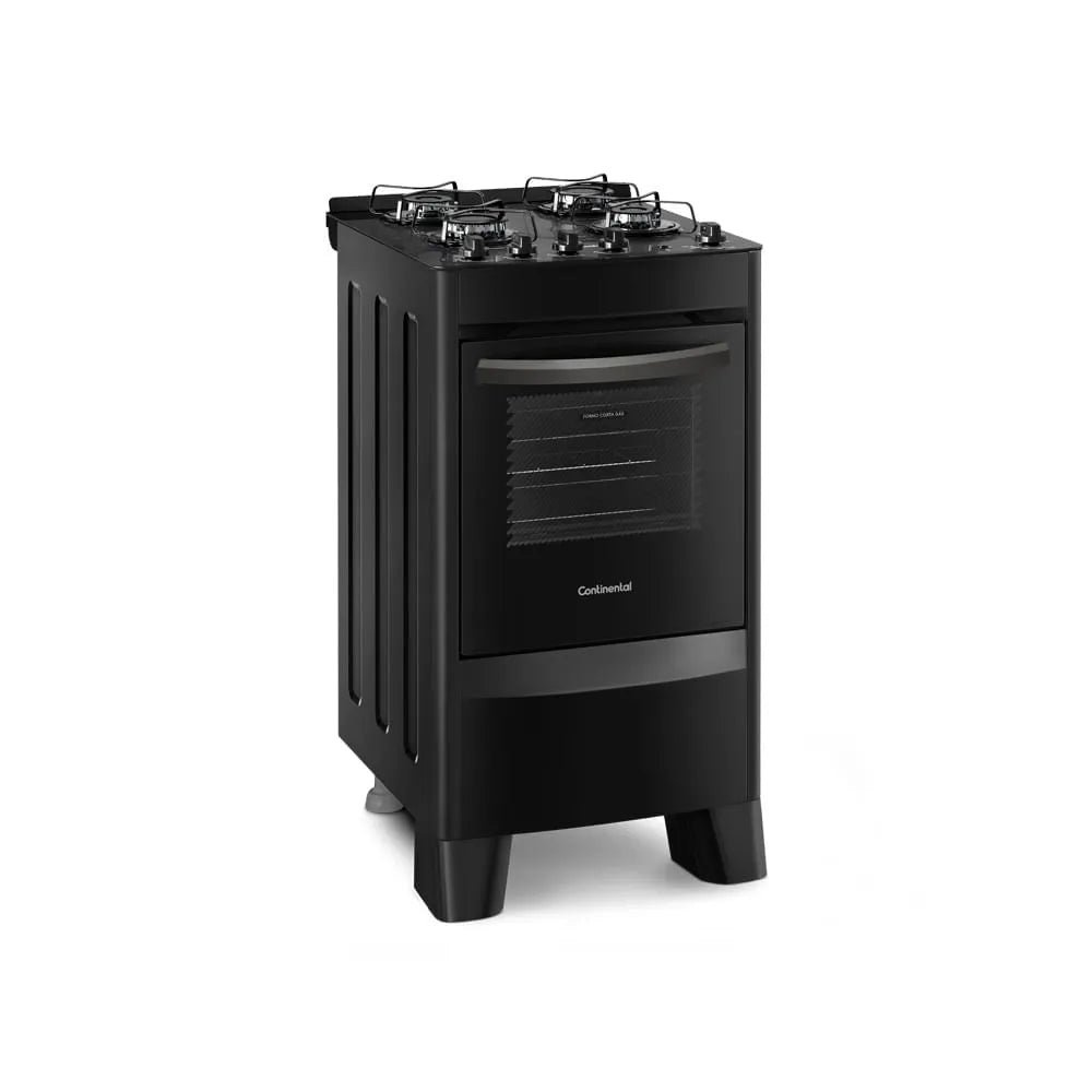Fogão 4 Bocas Continental Automático com Mesa Compartimentada Preto FC4VP – Bivolt