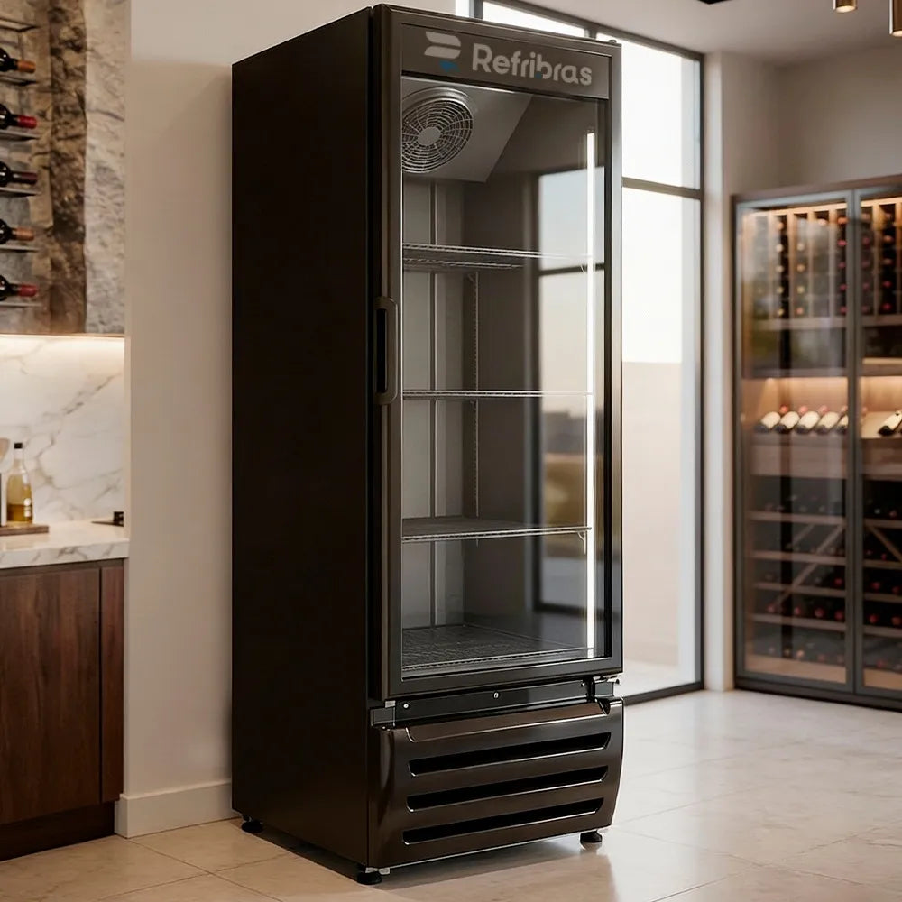Cervejeira Refribras 400 Litros Porta de Vidro Preta Vega C400P1 - 127 Volts