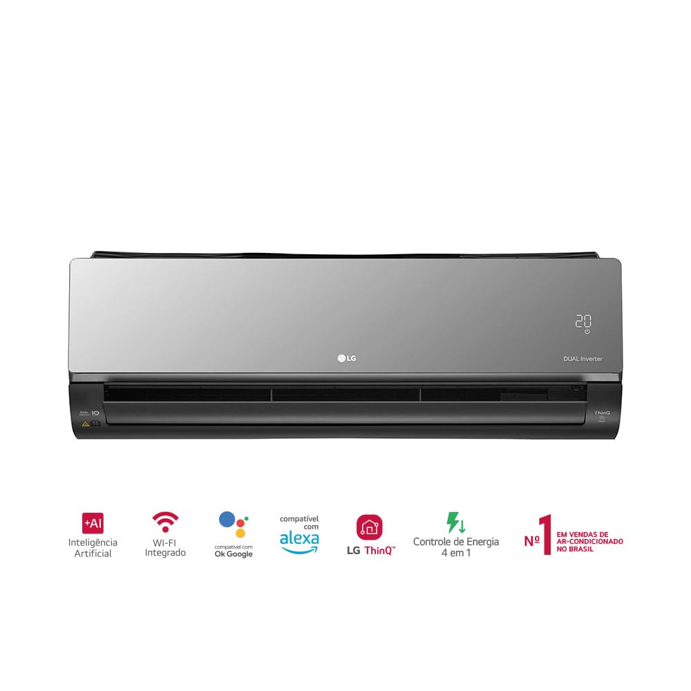 Ar-Condicionado LG AI DUAL Inverter Voice ARTCOOL UV Nano 18.000 BTUs Quente/Frio 220V - S3-W18KLR7A
