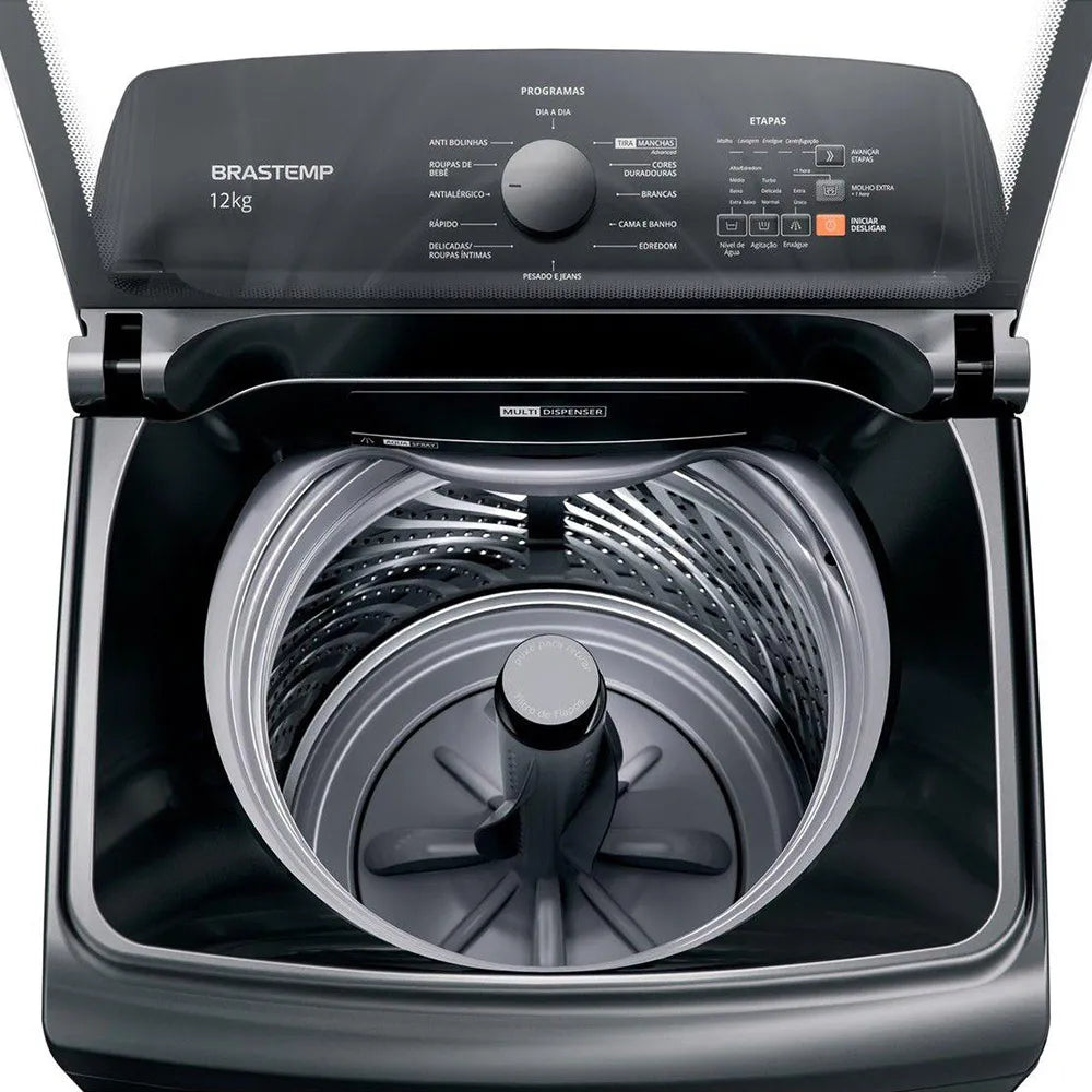 Lavadora de Roupas Brastemp 12Kg com Ciclo Tira Manchas Advanced e Ciclo Antibolinha Titânio BWK12A9 – 220 Volts