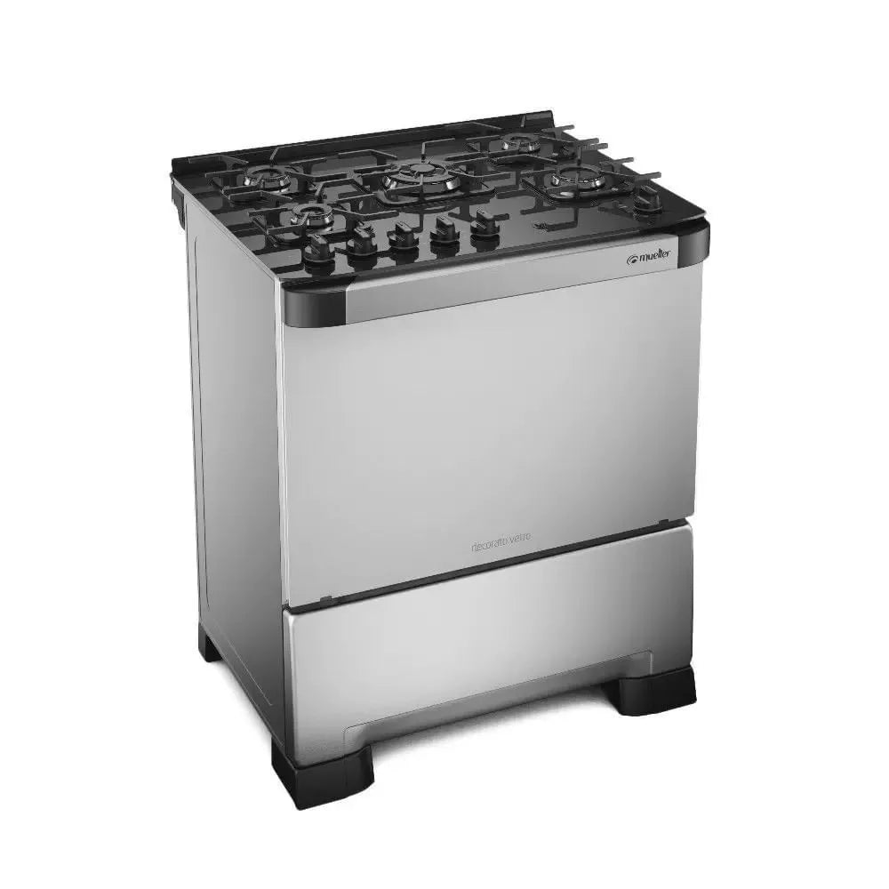 Fogão De Piso Mueller 5 Bocas Decorato Vetro Inox - Bivolt