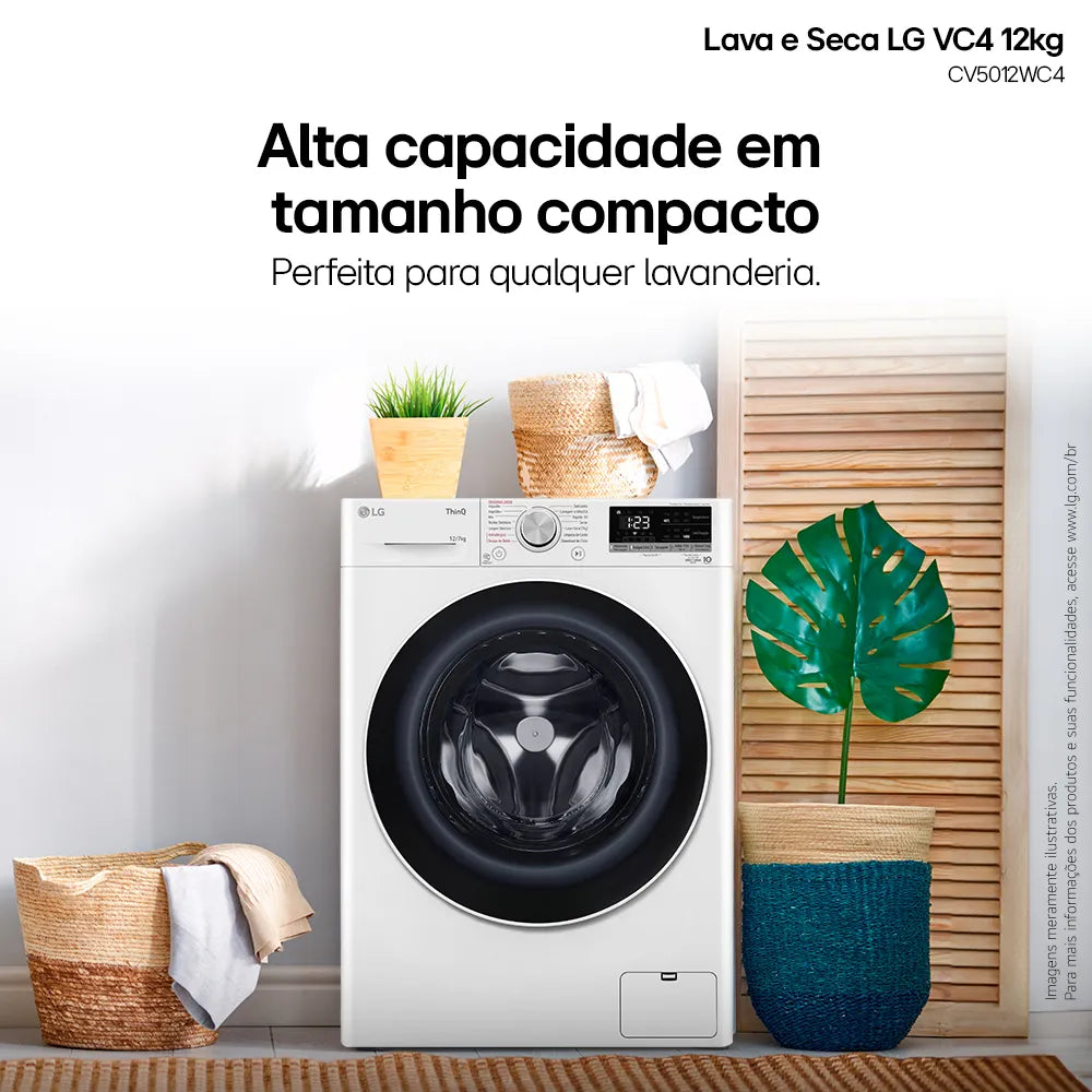 Lava e Seca LG 12Kg Smart com Inteligência Artificial AIDD Branca VC4 CV5012WC4 - 127 Volts