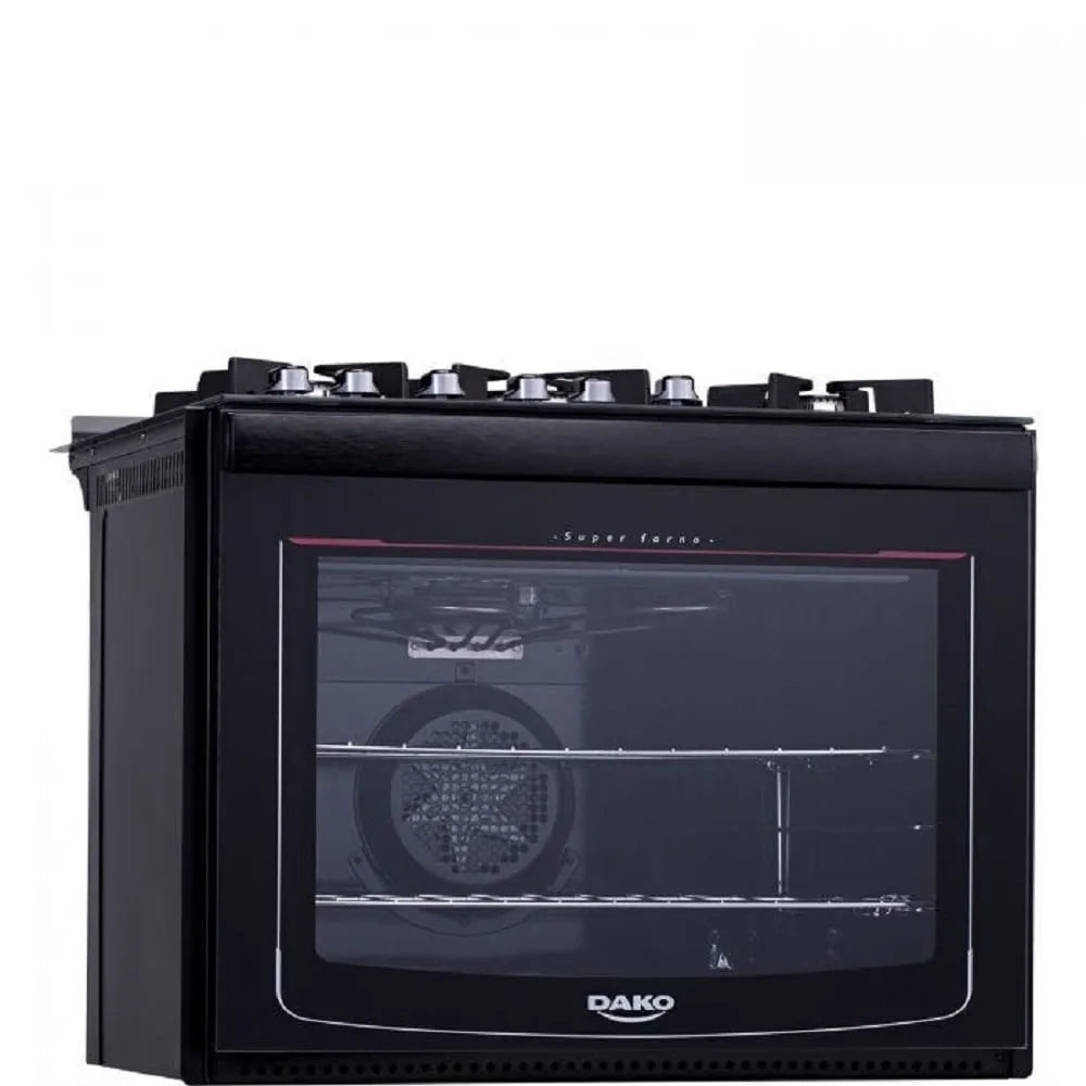 Fogão de Embutir Dako 5 Bocas Turbo Glass Preto - Bivolt