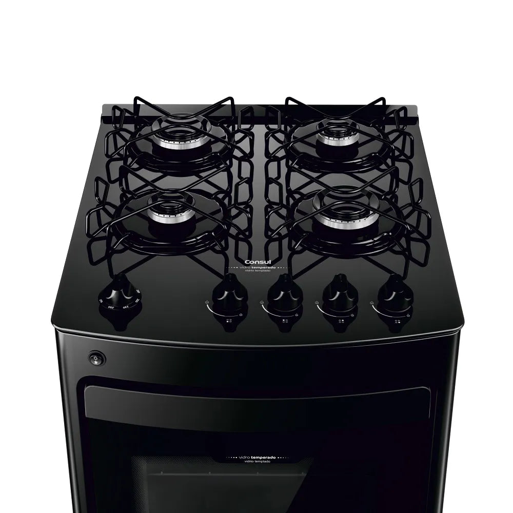 Fogão de Piso Consul 4 Bocas com Mesa de Vidro Preto CFO4VBE – Bivolt