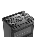 Fogão de Piso Mueller 5 Bocas Fratello Vetro com Mesa de Vidro Preto - Bivolt