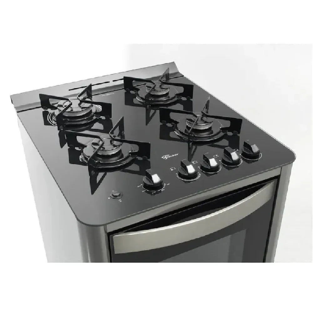 Fogão de Piso Fischer 4 Bocas Gran Cheff com Mesa de Vidro Silver - Bivolt