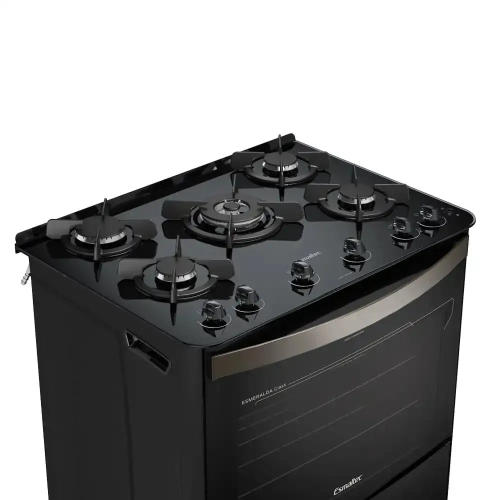 Fogão de Piso Esmaltec 5 Bocas Esmeralda Glass Preto – Bivolt