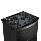 Fogão de Piso Esmaltec 5 Bocas Esmeralda Glass Preto – Bivolt
