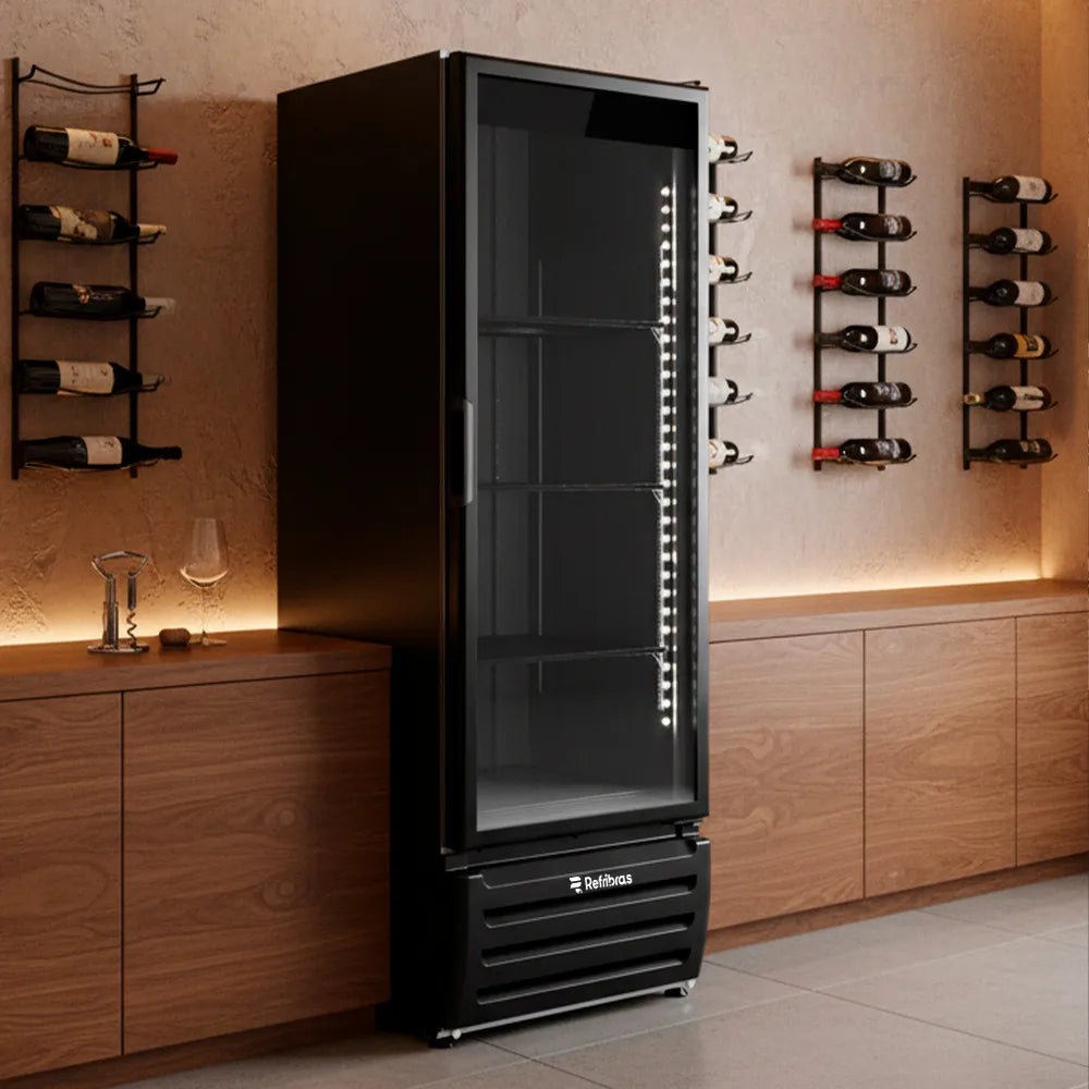 Freezer Vertical Refribras 500 Litros Porta de Vidro Preto Vega FV500P1 - 127 Volts