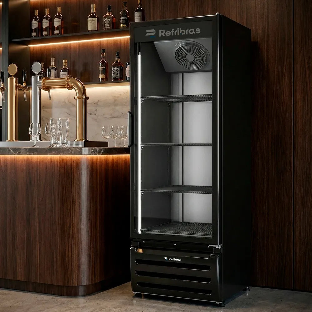Cervejeira Refribras 400 Litros Porta de Vidro Preta Vega C400P1 - 127 Volts