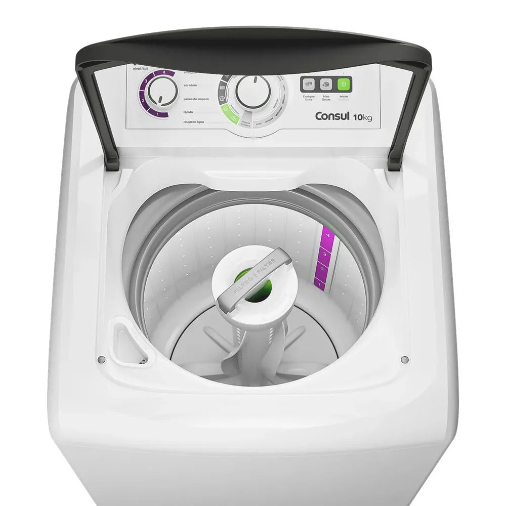 Lavadora de Roupas Consul 10Kg com Dosagem Econômica Branca CWB10BB - 220 Volts