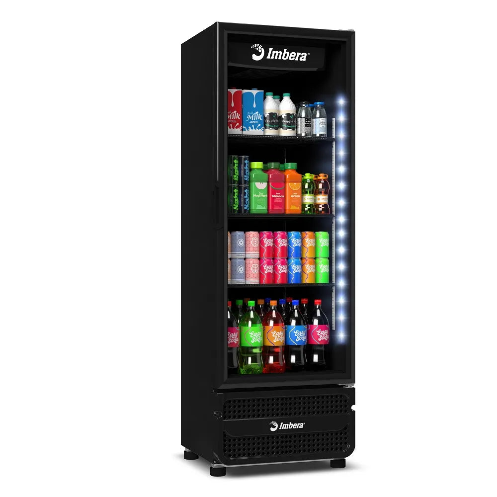 Expositor Vertical Imbera 453 Litros Inverter Porta de Vidro Full Black Preto VRS16 - Bivolt