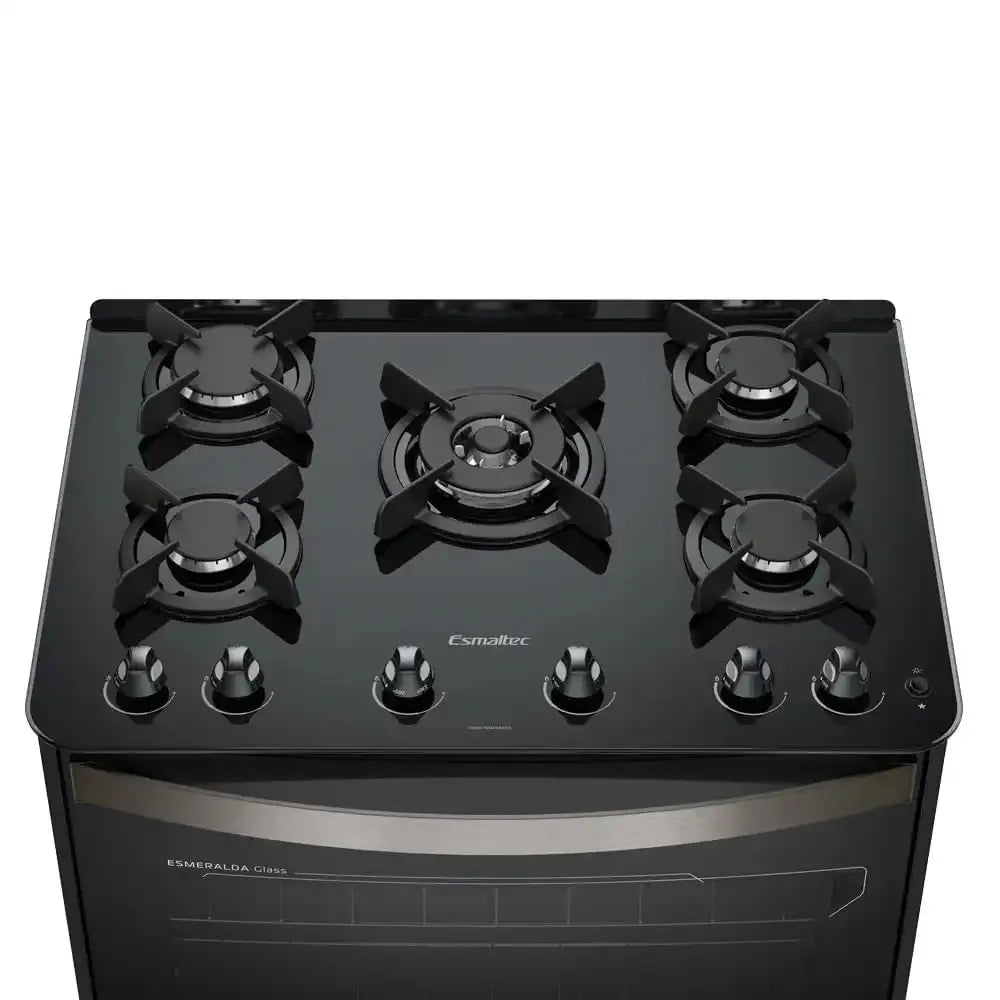 Fogão de Piso Esmaltec 5 Bocas Esmeralda Glass Preto – Bivolt