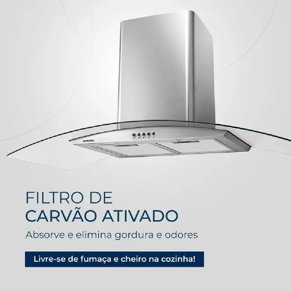 Coifa de Parede Mondial 250W Inox CF90-01 - 127 Volts