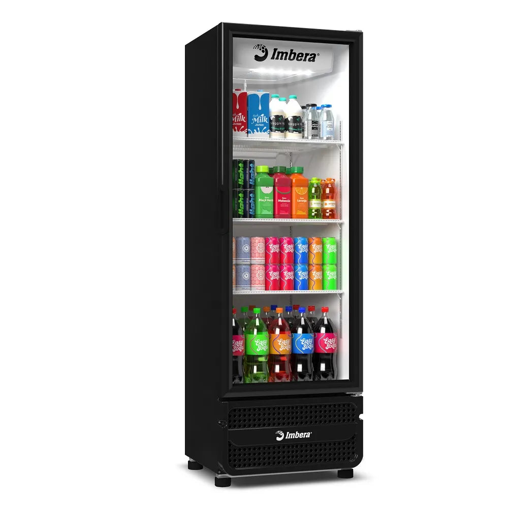 Expositor Vertical Imbera 453 Litros Inverter Porta de Vidro Padrão Preto VRS16 - Bivolt