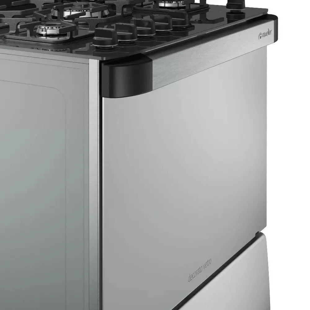 Fogão De Piso Mueller 5 Bocas Decorato Vetro Inox - Bivolt