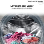 Lava e Seca LG 12Kg Smart com Inteligência Artificial AIDD Inox VC4 CV5012PC4A - 220 Volts