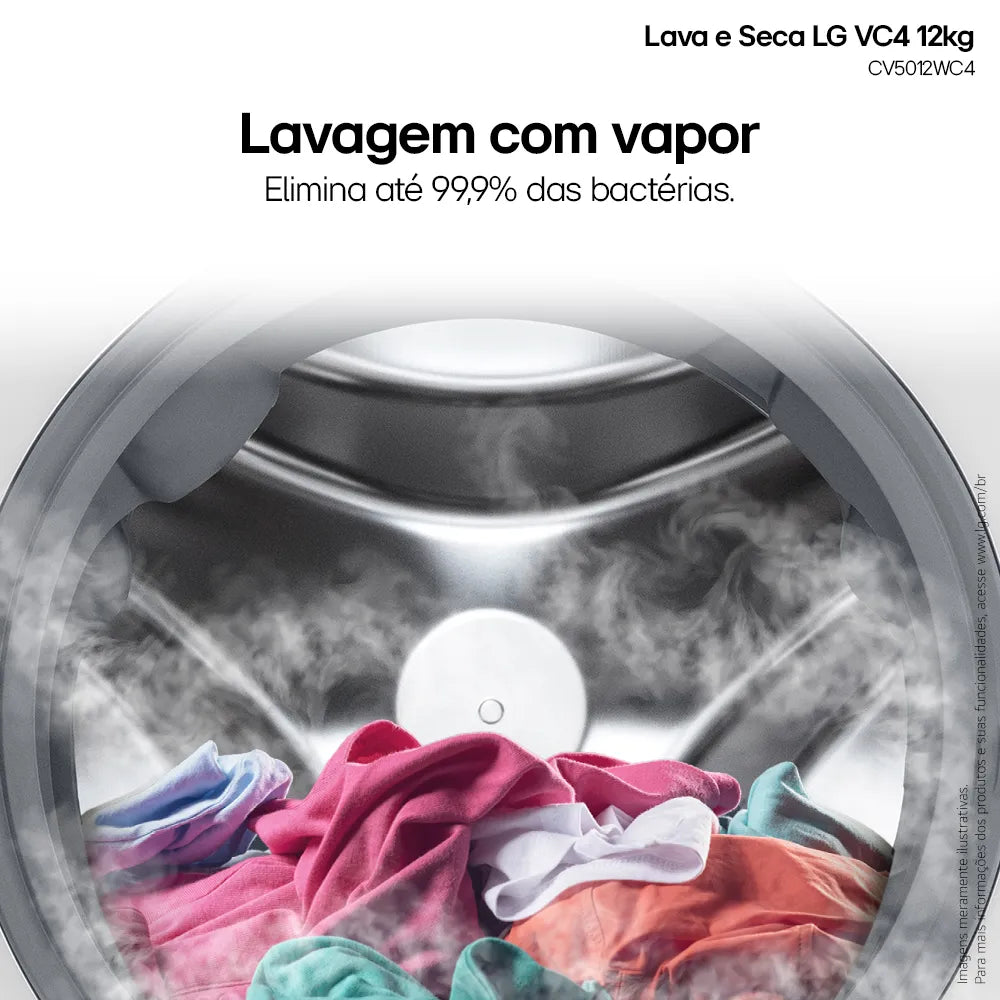 Lava e Seca LG 12Kg Smart com Inteligência Artificial AIDD Branca VC4 CV5012WC4 - 127 Volts