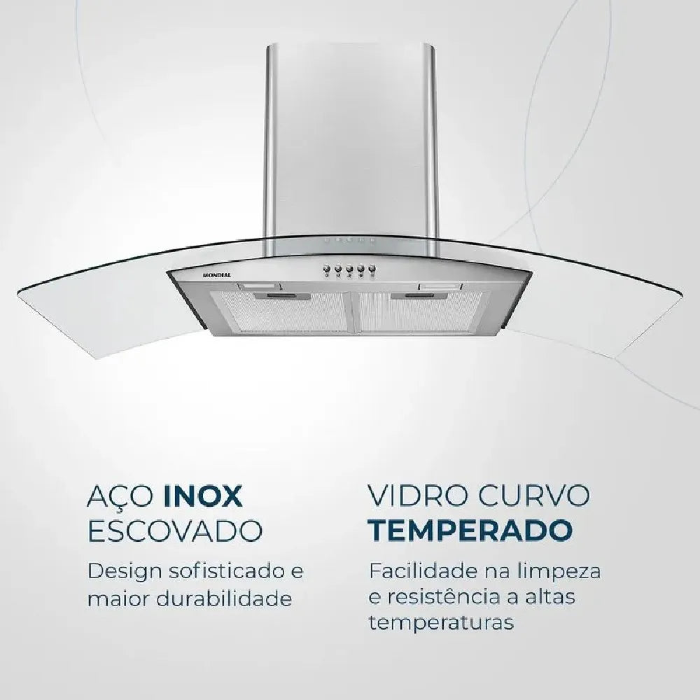 Coifa de Parede Mondial 250W Inox CF90-01 - 127 Volts