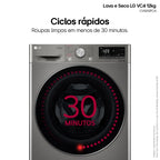 Lava e Seca LG 12Kg Smart com Inteligência Artificial AIDD Inox VC4 CV5012PC4A - 220 Volts