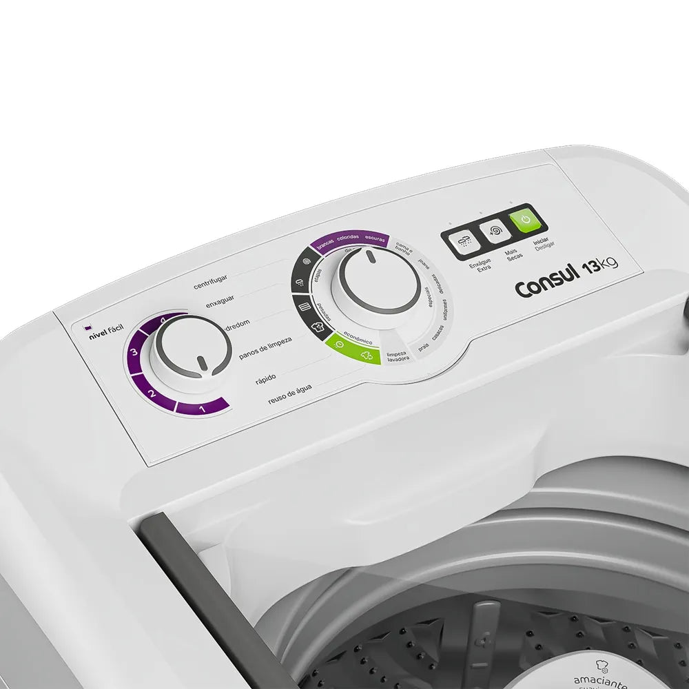 Lavadora de Roupas Consul 13Kg com Dosagem Econômica e Ciclo Edredom Branca CWH13AB - 220 Volts
