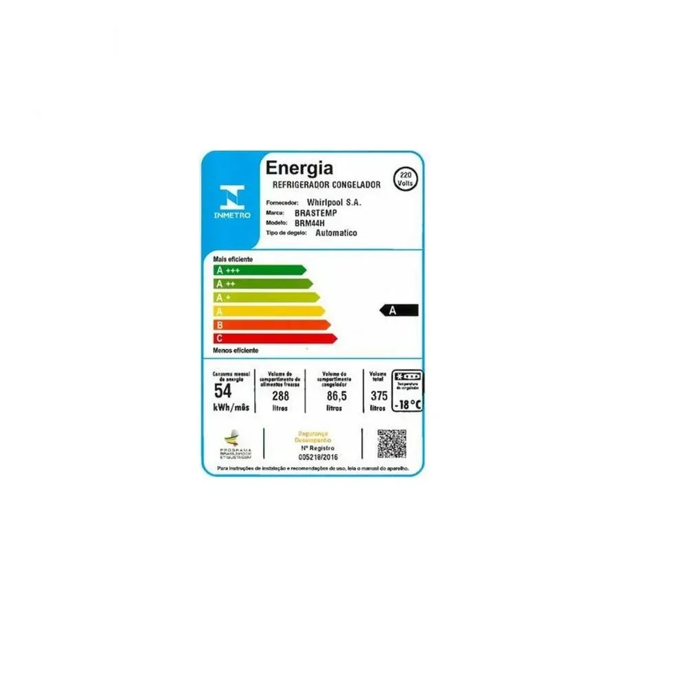 Refrigerador Brastemp Frost Free 375 Litros Duplex com Compartimento Extrafrio Inox BRM44HK - 220 Volts
