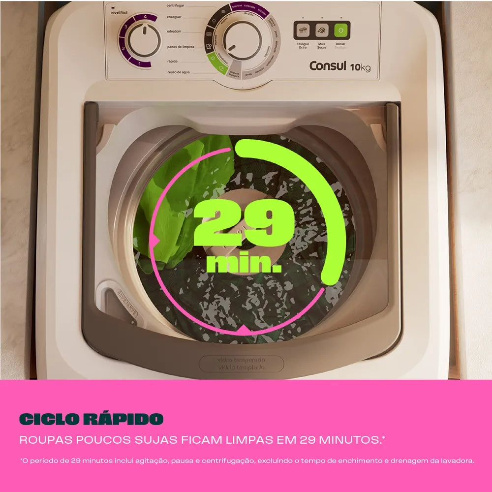 Lavadora de Roupas Consul 10Kg com Dosagem Econômica Branca CWB10BB - 220 Volts